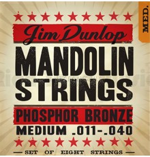 Комплект струн для мандолины Dunlop DMP1140, фосф.бронза, Medium, 11-40 