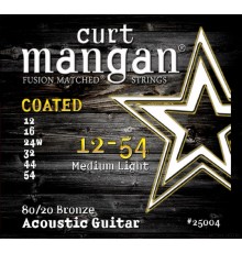 Curt Mangan 80/20 Bronze Medium Light Coated Set 12-54 струны для акустической гитары, бронзовая навивка с покрытием